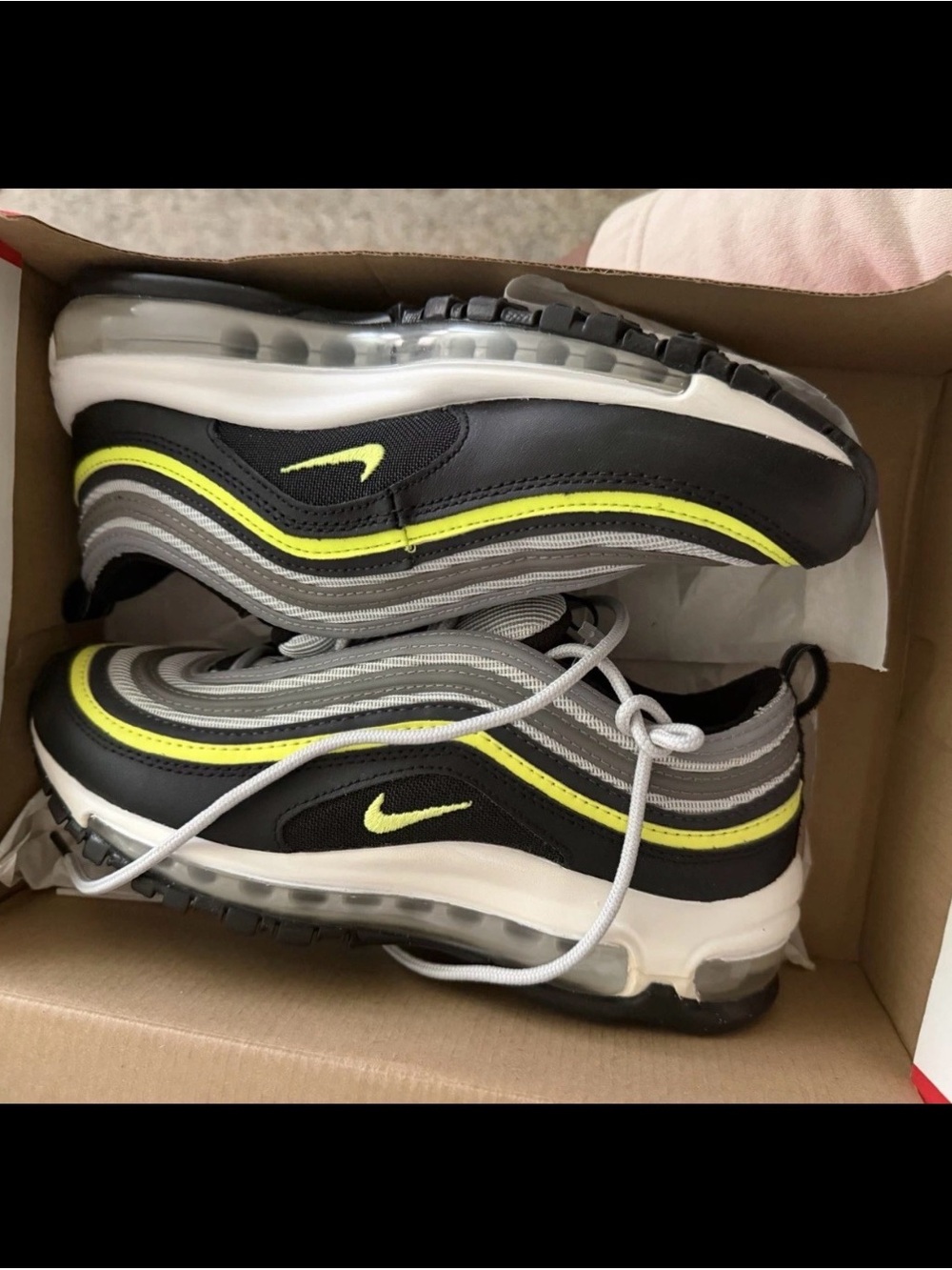 Nike Air Max 97 Sneakers - Black with Neon Yellow Accents